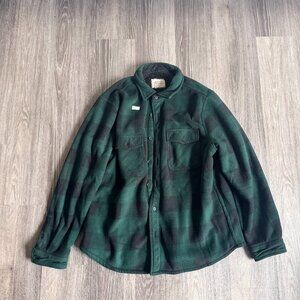 Boston Traders Green Plaid Sherpa Lined Fleece Shirt Jacket XL